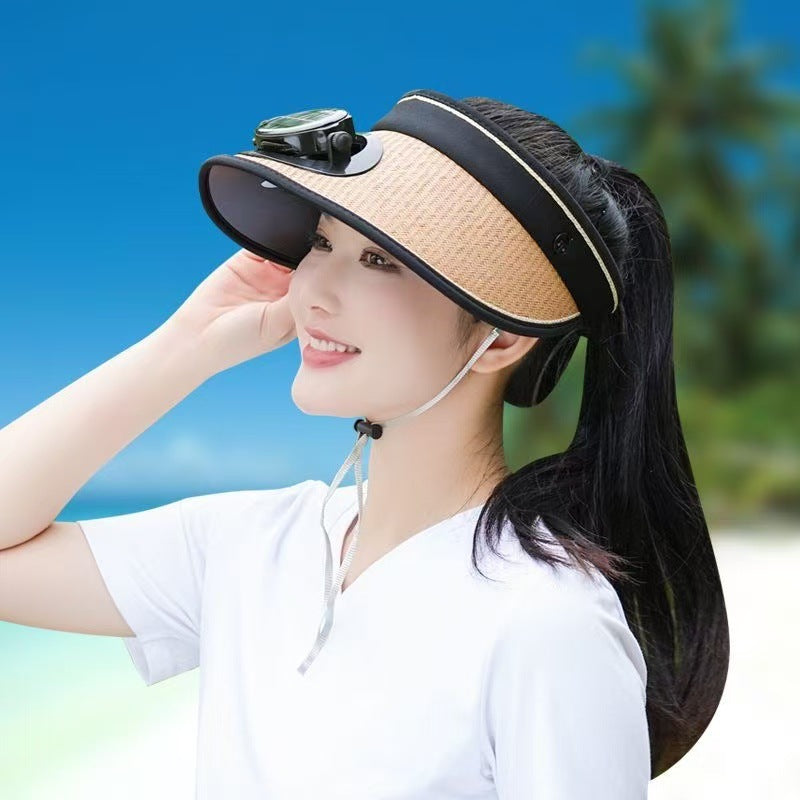 Siopsrl | Adjustable sunshade for with removable solar fan and breathable straw effect Siopsrl