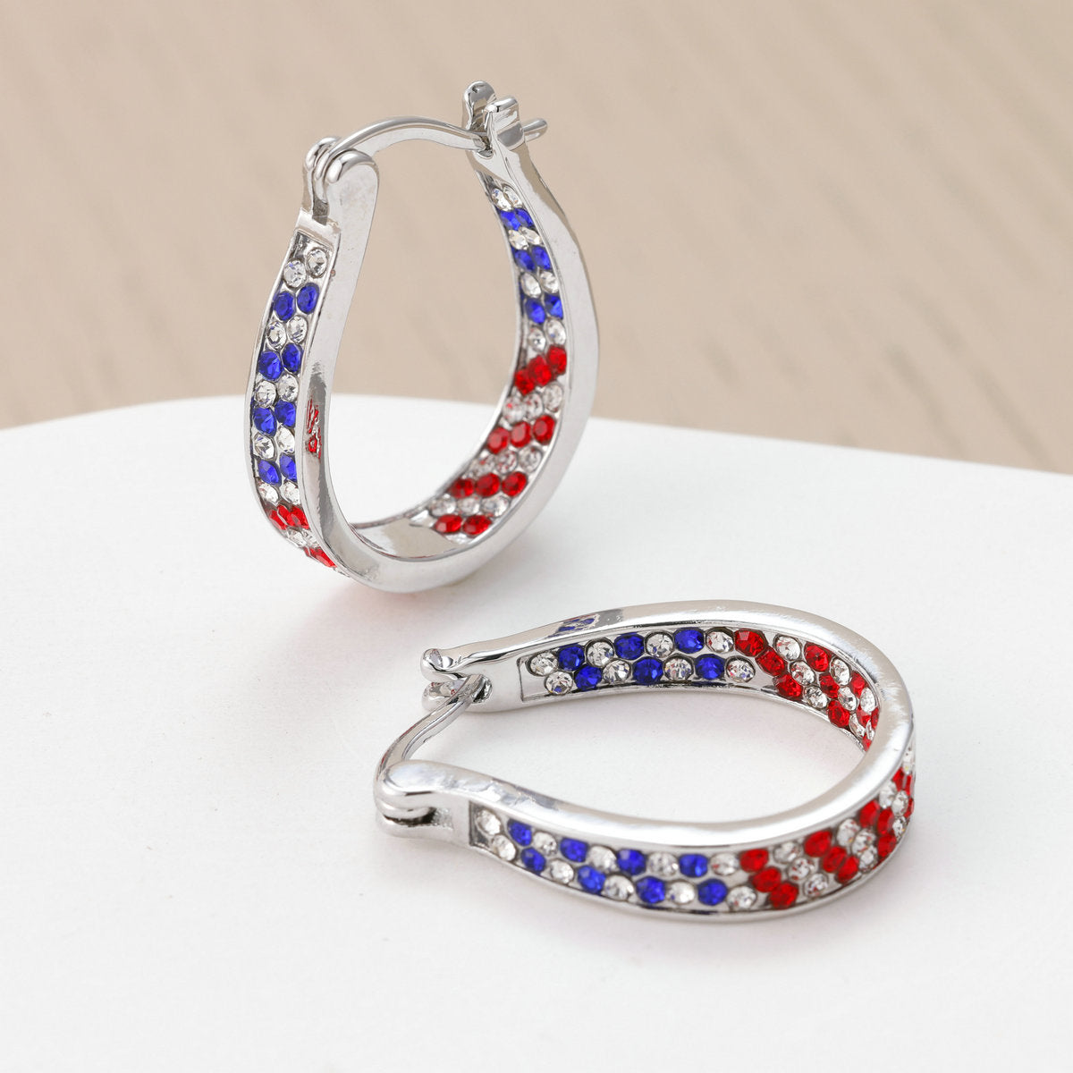 Siopsrl | Women's Pavé Hoop Earrings with Crystal Decoration and Hinge Closure Siopsrl