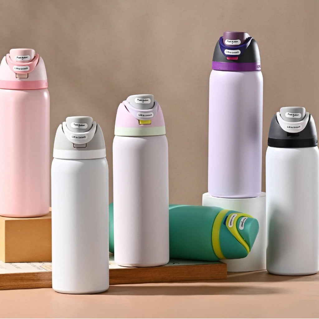 Siopsrl | Insulated Stainless Steel Vacuum Water Bottle With One-Touch Flip Lid And Leakproof Safety Lock