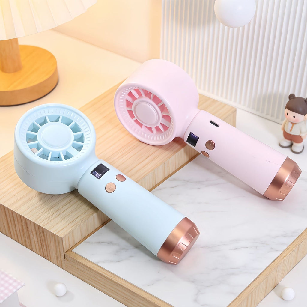 Siopsrl | USB-Rechargeable Bladeless Handheld Fan with LED Speed Display