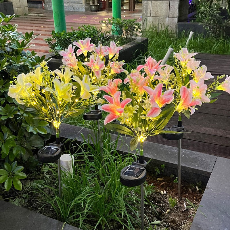 Siopsrl | Solar LED Lily Garden Stake Light With Integrated Fairy String And Lifelike Silk Petals Siopsrl