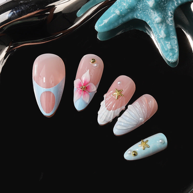 Siopsrl | Artistic Sea-Inspired Press-On Nail Set Siopsrl