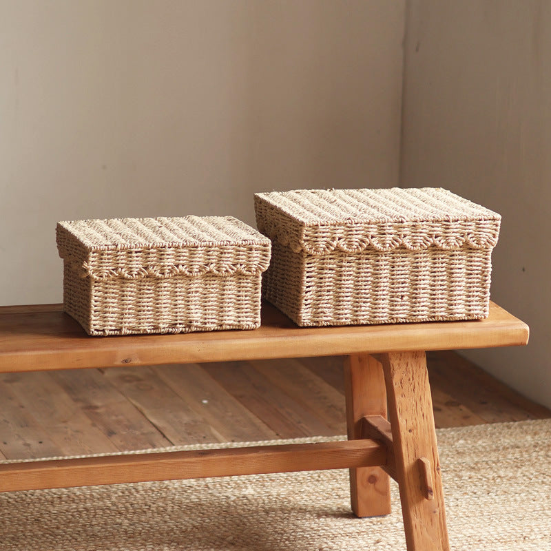 Storage basket with lid and reed design Siopsrl