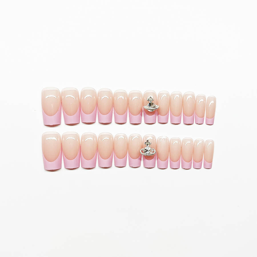 Siopsrl | Acrylic nail set with luxurious floral and rhinestone decorations Siopsrl