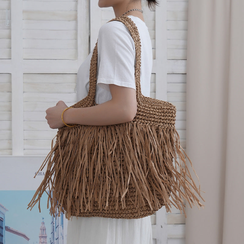 Siopsrl | Handmade beach bag with fringed designed pattern Siopsrl