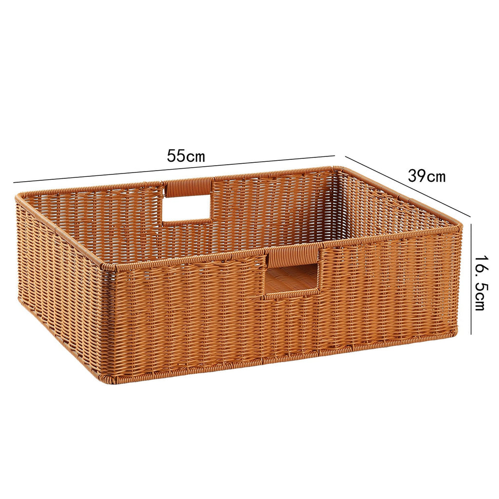 Handwoven Rectangular Storage Basket with Cut-Out Handles Siopsrl
