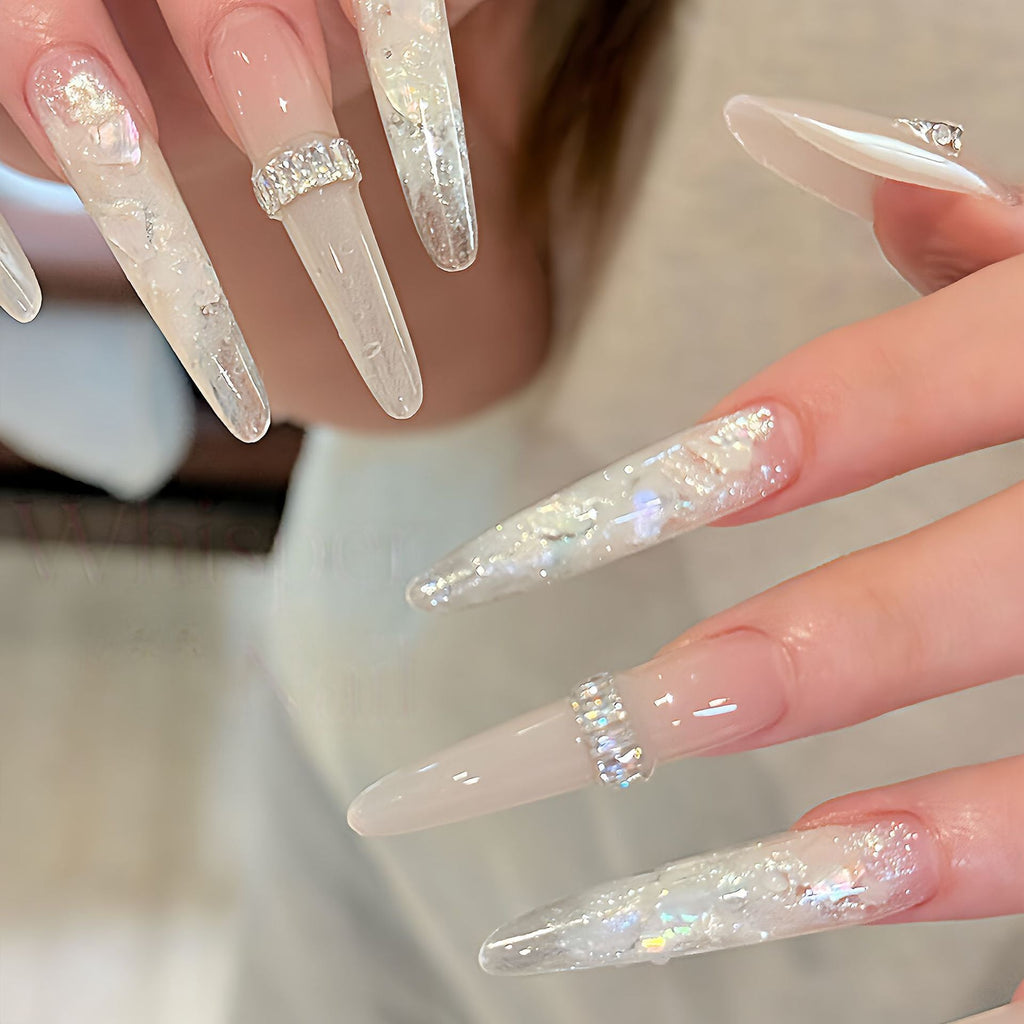Siopsrl | Decorative Press-On Nails with Gem Accents Siopsrl