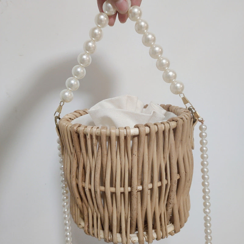 Women's basket bag with pearl jewelry closure Siopsrl