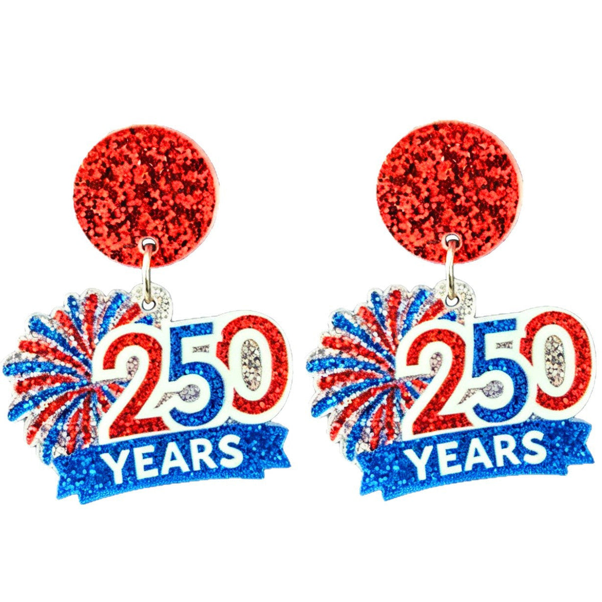 Siopsrl | Ladies nan Statement bow earrings made of acrylic with glittering star stripe design and round studs Siopsrl