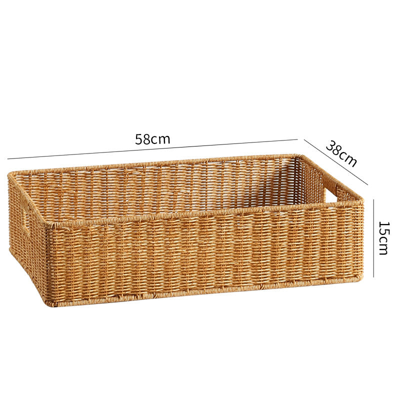 Handwoven Rectangular Storage Basket with Cut-Out Handles Siopsrl