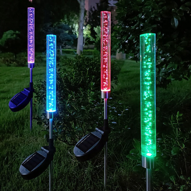 RGB Bubbling Acrylic Garden Stake With Adjustable Stainless Steel Spike And Dusk-To-Dawn Sensor Siopsrl
