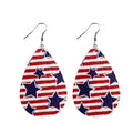 Women's star stripe print faux leather drop earrings with fishhook Siopsrl