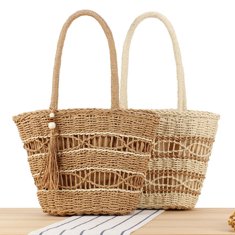 Siopsrl | Hand-knotted shopping bag made of natural weave with elegant tassel decoration Siopsrl