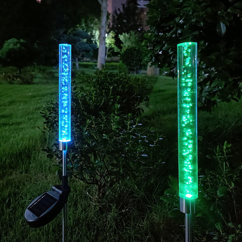 RGB Bubbling Acrylic Garden Stake With Adjustable Stainless Steel Spike And Dusk-To-Dawn Sensor Siopsrl