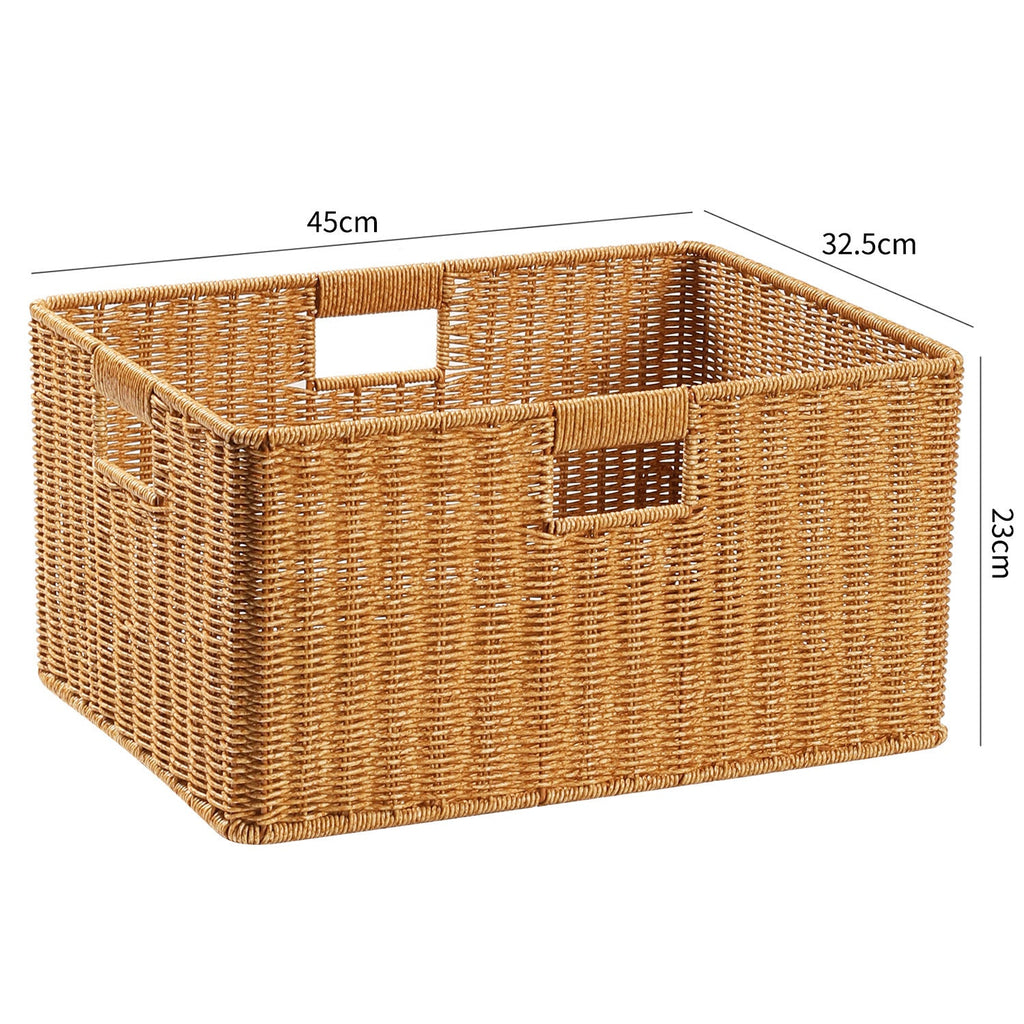 Handwoven Rectangular Storage Basket with Cut-Out Handles Siopsrl