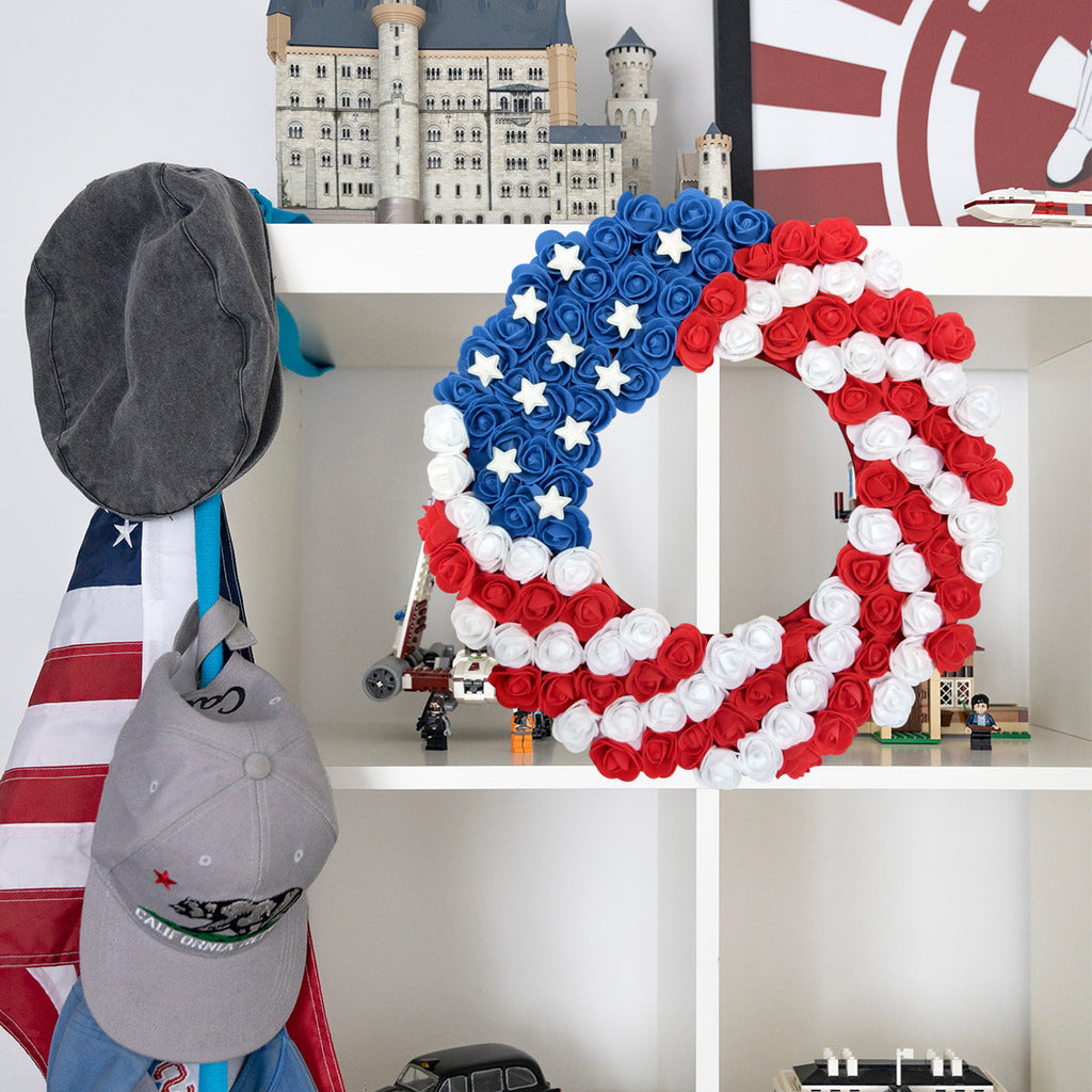 Siopsrl | Unisex nan patriotic pom pom front door wreath with star embellishments Siopsrl