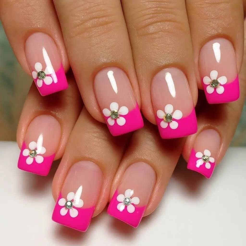 Siopsrl | Spring-like nail art with flower appliqués Siopsrl