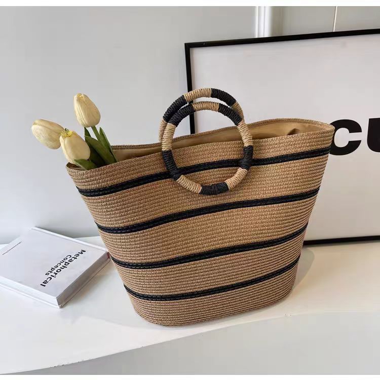 Siopsrl | Generous straw shopper with stylish ring handle Siopsrl
