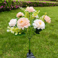 Realistic Artificial Peony Bouquet Solar Garden Stake With Dusk-To-Dawn LED And Adjustable Stem Siopsrl