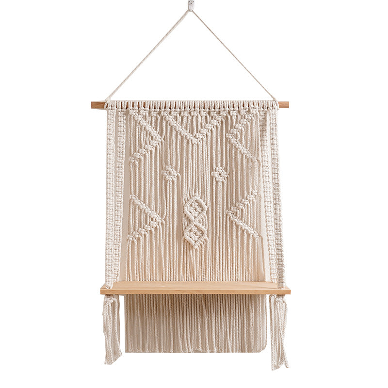 Macrame Wall Hanging Organizer with Shelf Siopsrl