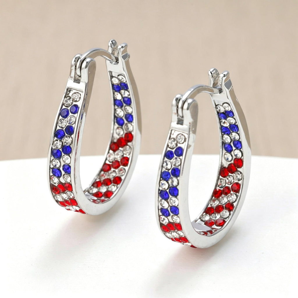 Siopsrl | Women's Pavé Hoop Earrings with Crystal Decoration and Hinge Closure Siopsrl