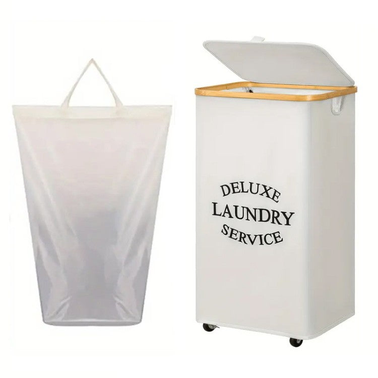 Laundry separation system with bamboo lid and multiple compartments Siopsrl