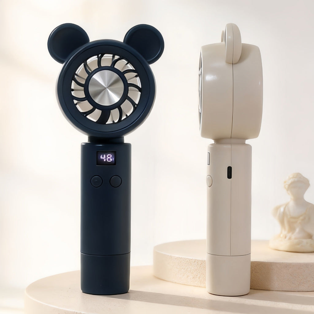 Siopsrl | Unisex portable mini fan with LCD display and cute bear ears, rechargeable Siopsrl