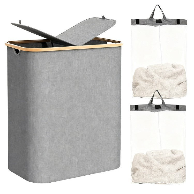 Laundry separation system with bamboo lid and multiple compartments Siopsrl