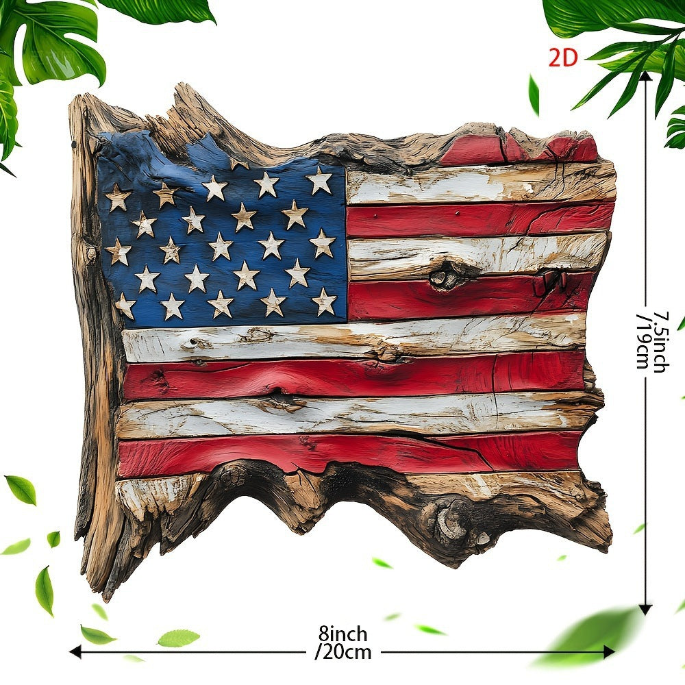 Siopsrl | Unisex nan hand-carved rustic wood wall relief USA flag shape with 3D stars Siopsrl