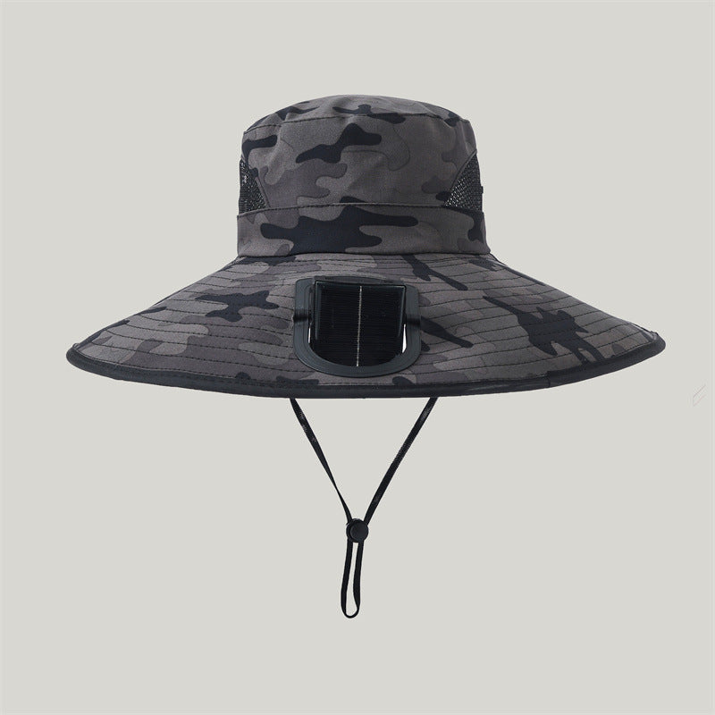 Siopsrl | Wide-brimmed outdoor sun hat with solar-powered micro fan, breathable mesh and adjustable chin strap Siopsrl
