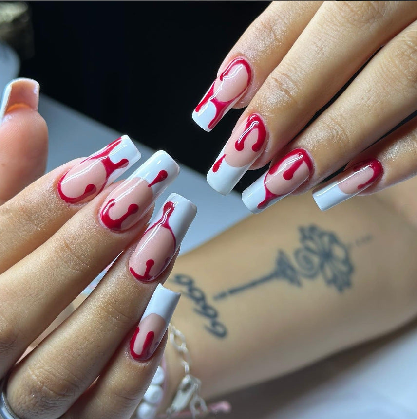 Siopsrl | Artistic Press-On Nail Design with Dripping Effect Siopsrl