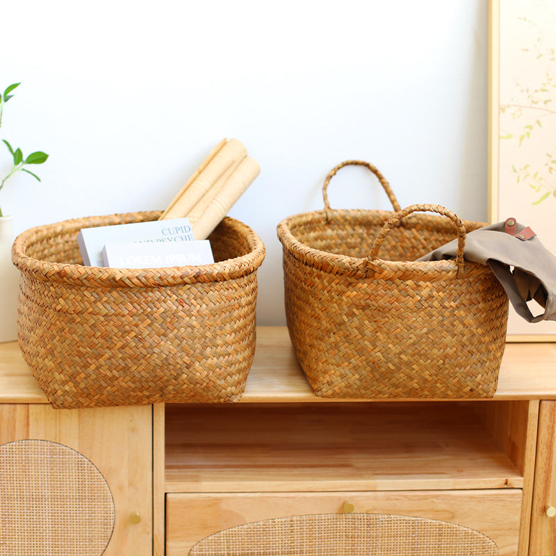 Unisex Natural Fiber Storage Basket with Wide Rim Siopsrl