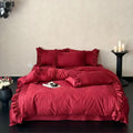 Bedding set with frill and fine jacquard texture