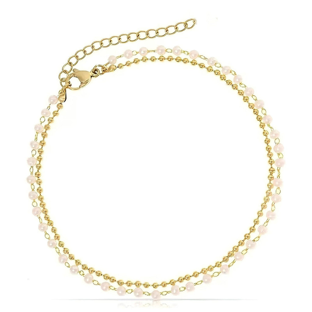 Siopsrl | Double Strand Crystal Beaded Anklet Siopsrl
