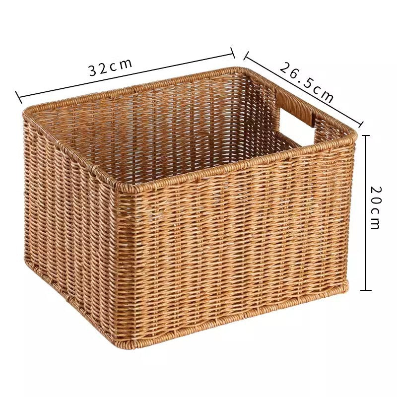 Women's Rectangular Storage Basket Made of Natural Wicker Siopsrl