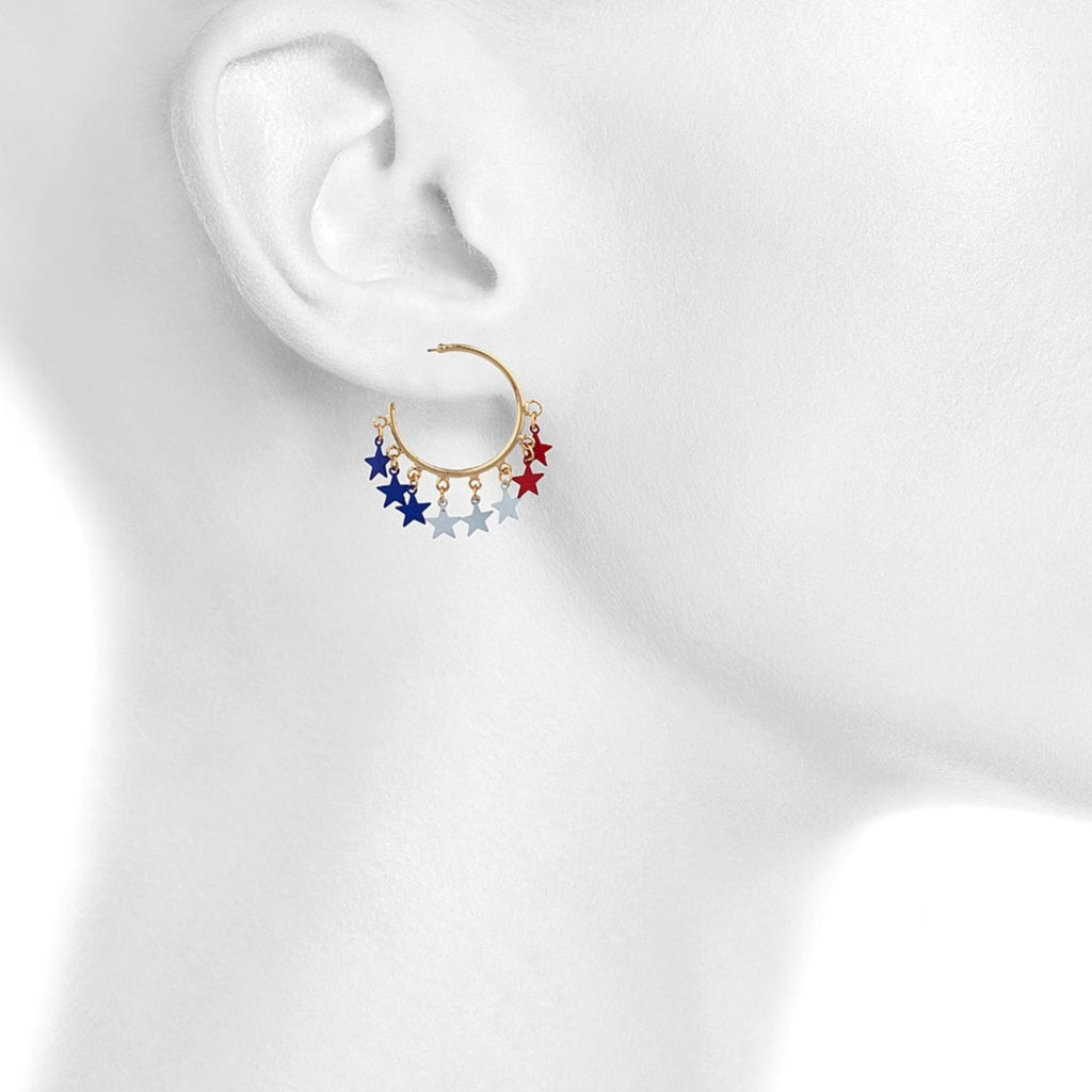 Siopsrl | Women's playful star pendant hoop earrings with multi-part hanging elements Siopsrl