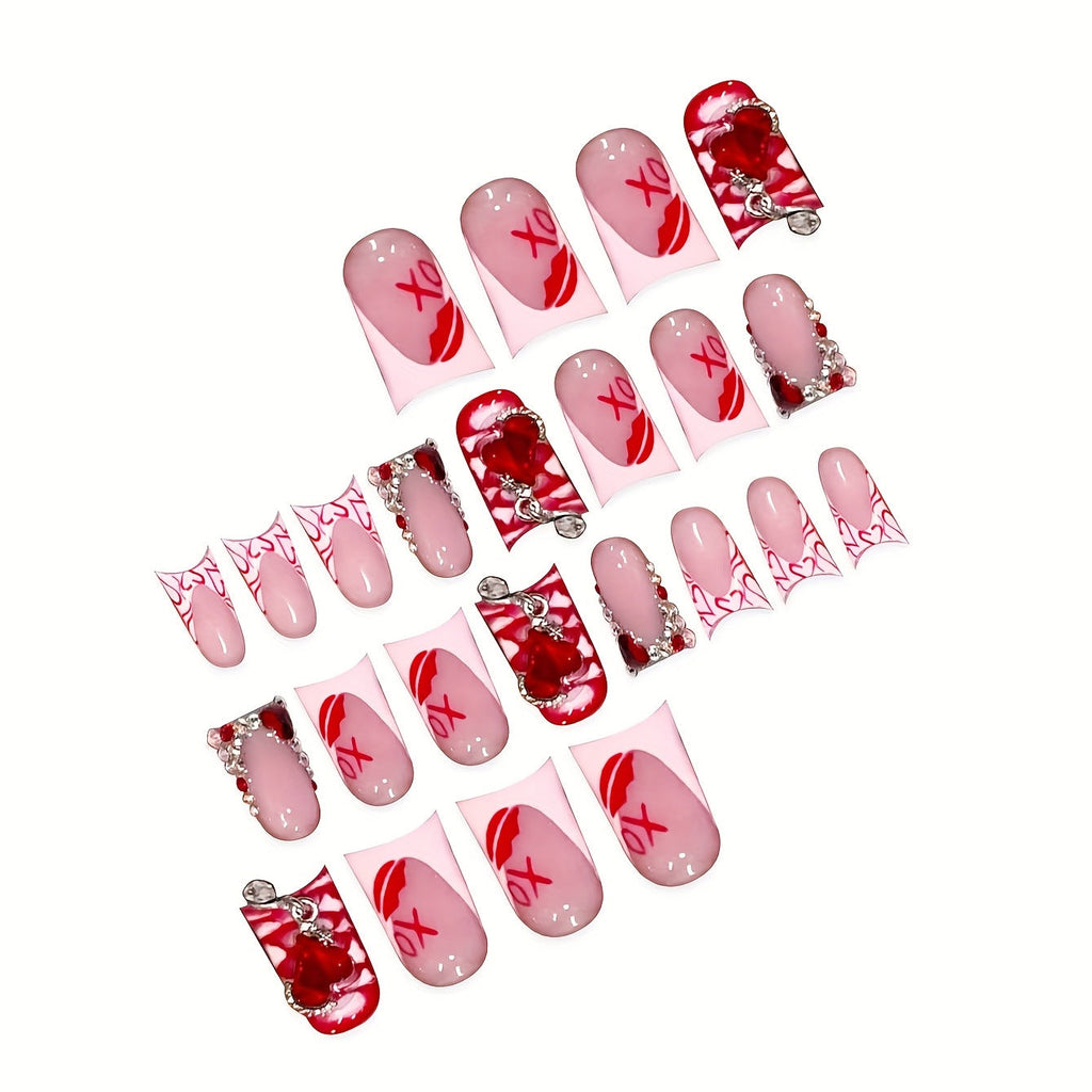 Siopsrl | Romantic Heart-Themed Press-On Nail Art Set Siopsrl