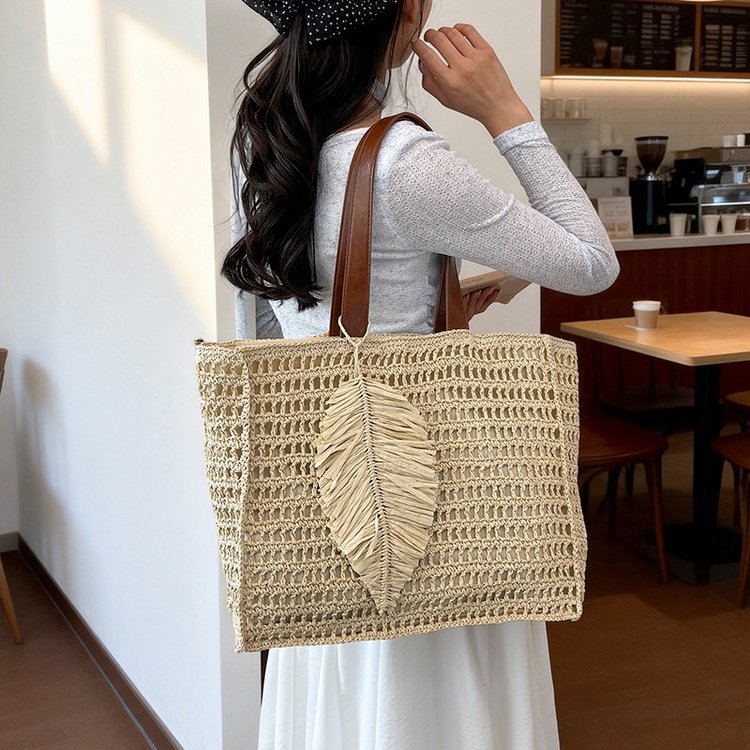 Siopsrl | Macramé Beach Bag with Leather Accents Siopsrl