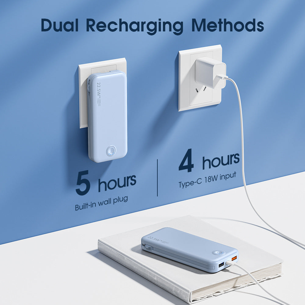 Siopsrl | Power bank with integrated wall plug and fast charging Type-C function Siopsrl