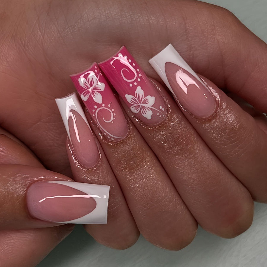 Siopsrl | Artificial nails with floral accents and shine Siopsrl