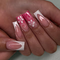 Siopsrl | Artificial nails with floral accents and shine Siopsrl