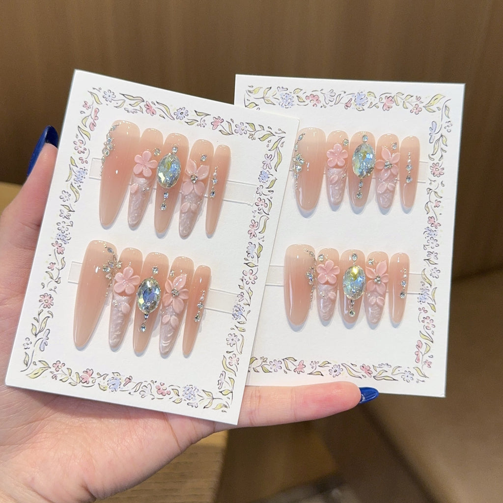 Siopsrl | Artificial artificial nails with floral decorations and glitter details Siopsrl