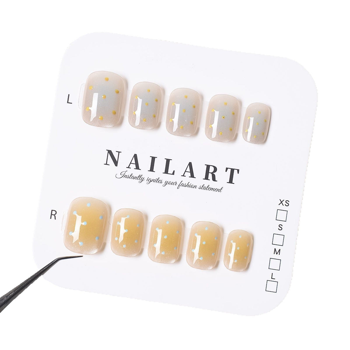 Siopsrl | Artistic Press-On Nail Set with Whimsical Dot Designs Siopsrl