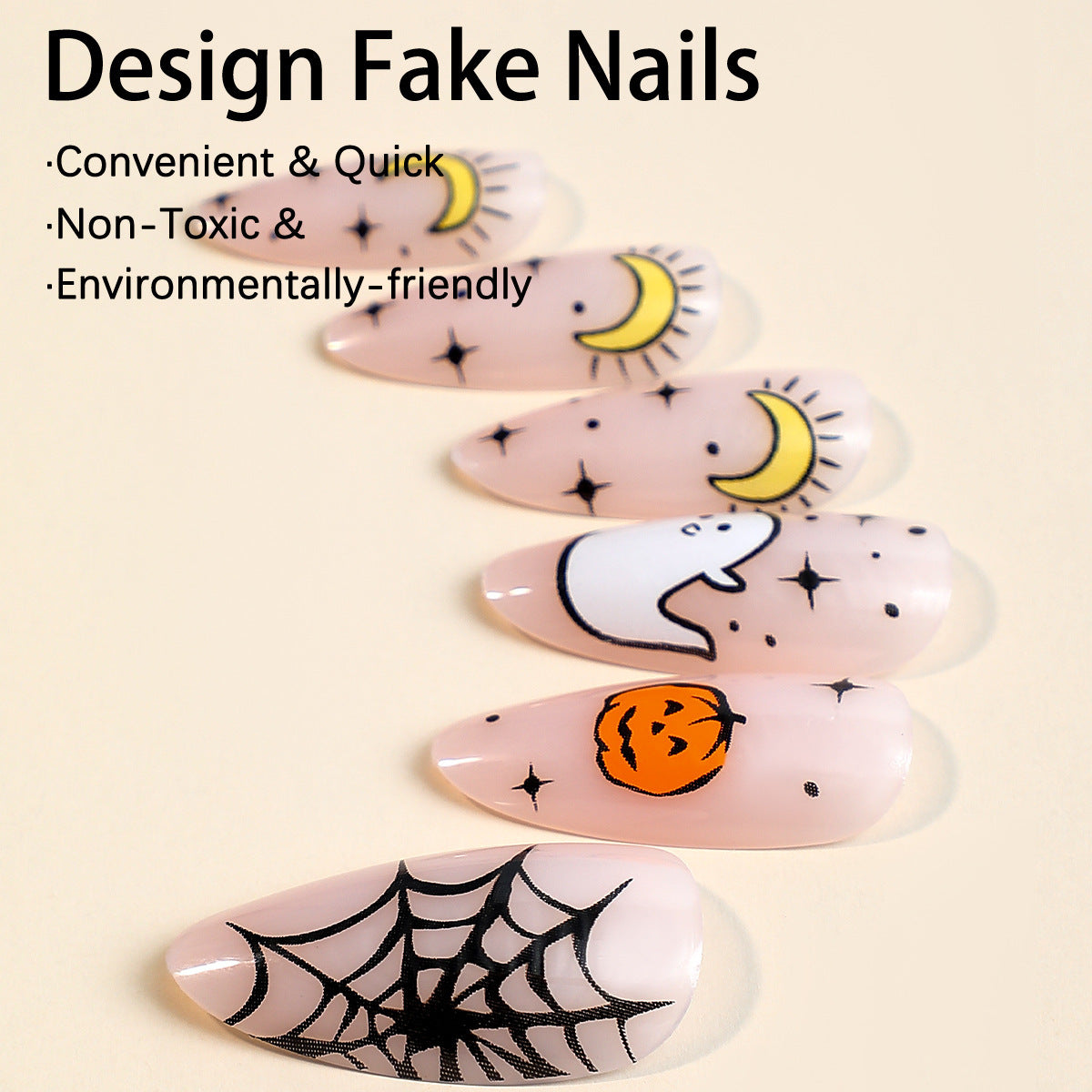 Creative Halloween Art Nail Set with Entertaining Ghost and Pumpkin Motifs Siopsrl