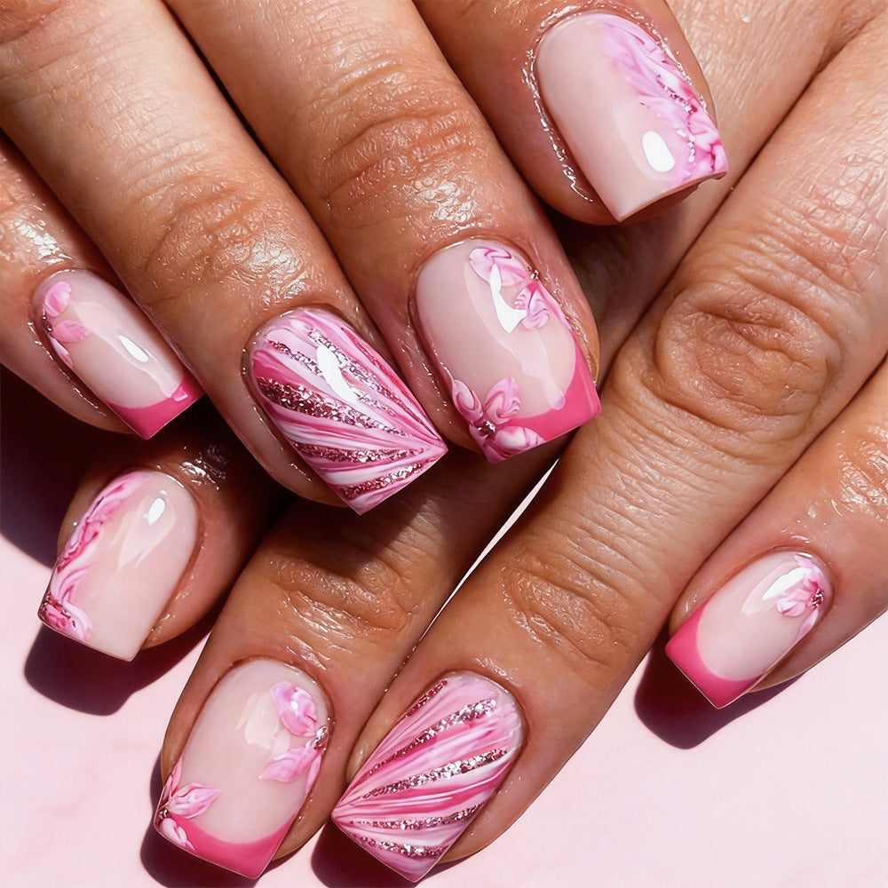 Siopsrl | Artistic Floral Gel Press-On Nails Siopsrl