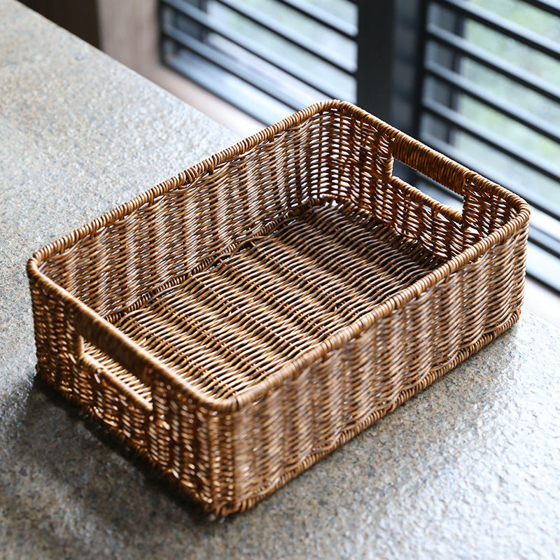 Woven Rectangular Storage Basket with Handles, 37 x 26 x 12 cm