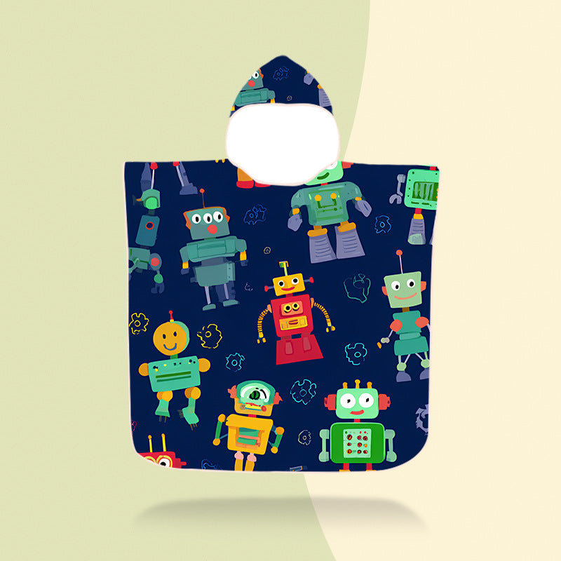 Siopsrl | colorful hooded poncho with robot motif Siopsrl