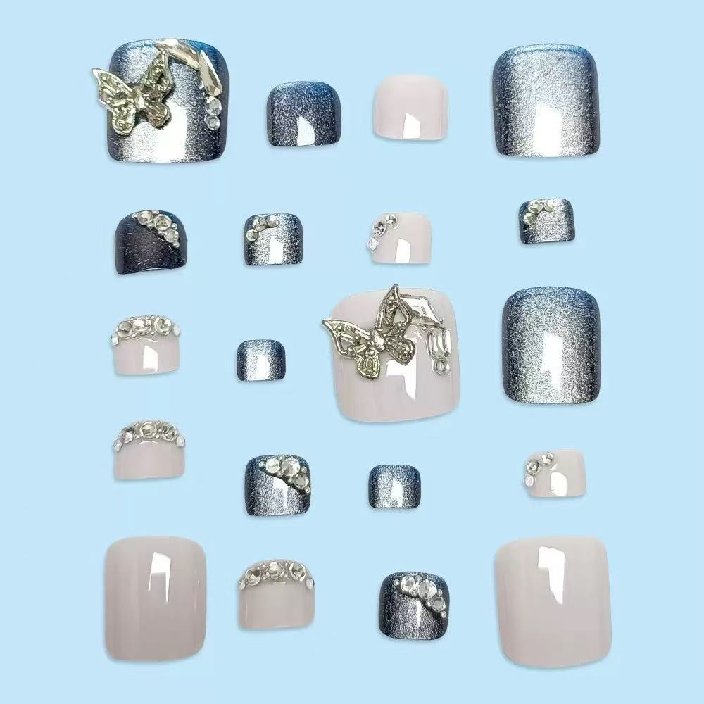Siopsrl | Artificial nail set with elegant 3D decorations and glitter accents Siopsrl