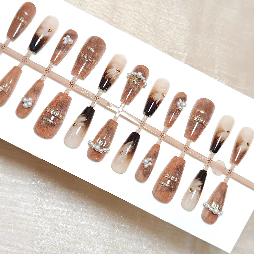 Siopsrl | Nail Art Set with Elegant Gradient and Pearled Accents Siopsrl