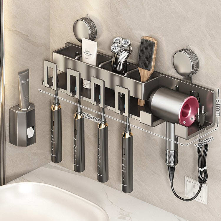 Siopsrl | Wall-Mounted Hair Tool Organizer with Storage Compartment Siopsrl